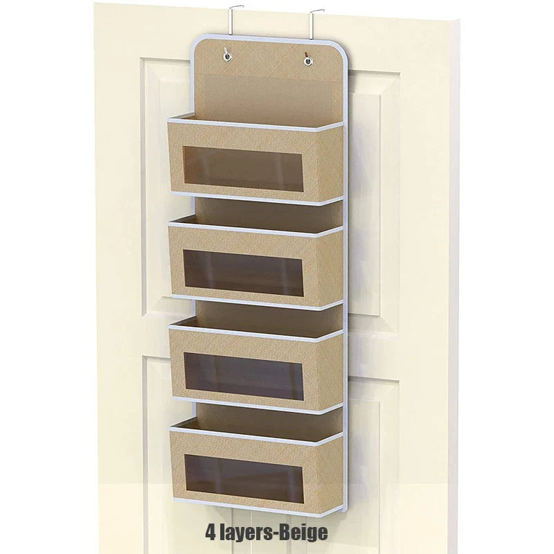 Over The Door Hanging Organizer - 1/3/4/5 Pocket Wall Mounted Storage Rack for Bathroom, Dorm & Clothes