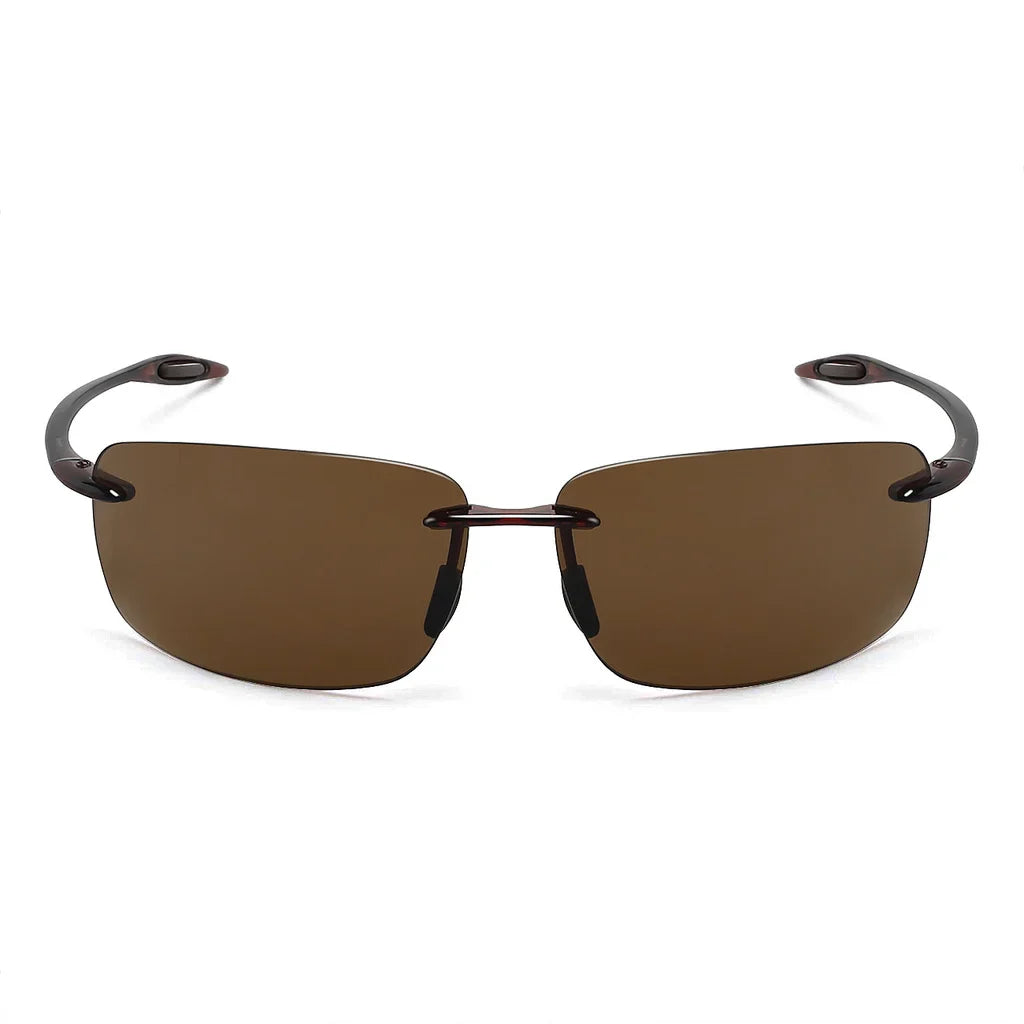 JULI The Matrix Classic Sports Rimless Sunglasses for Men - Orange Rectangle Ultralight Frame, UV400 Protection Driving Eyewear (MJ8009)
