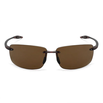 JULI The Matrix Classic Sports Rimless Sunglasses for Men - Orange Rectangle Ultralight Frame, UV400 Protection Driving Eyewear (MJ8009)