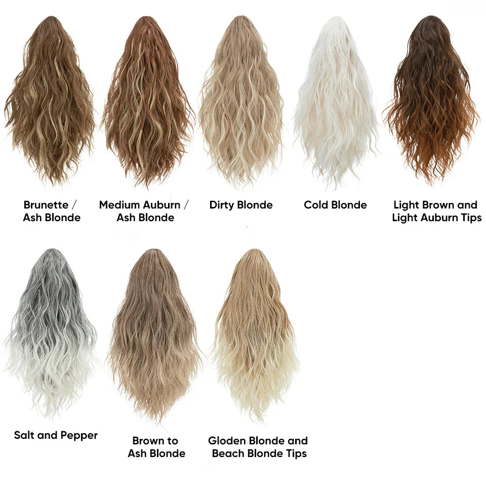 13-Inch Premium Synthetic Curly Claw Clip Ponytail – Blonde Brown Short Hairpiece, Fake Hair Extensions P064