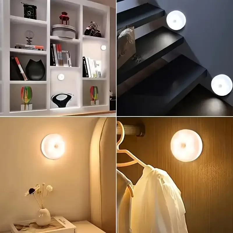 Motion Sensor LED Night Light USB Rechargeable – Wireless Cabinet, Wardrobe & Staircase Lamp (1–8PCS)