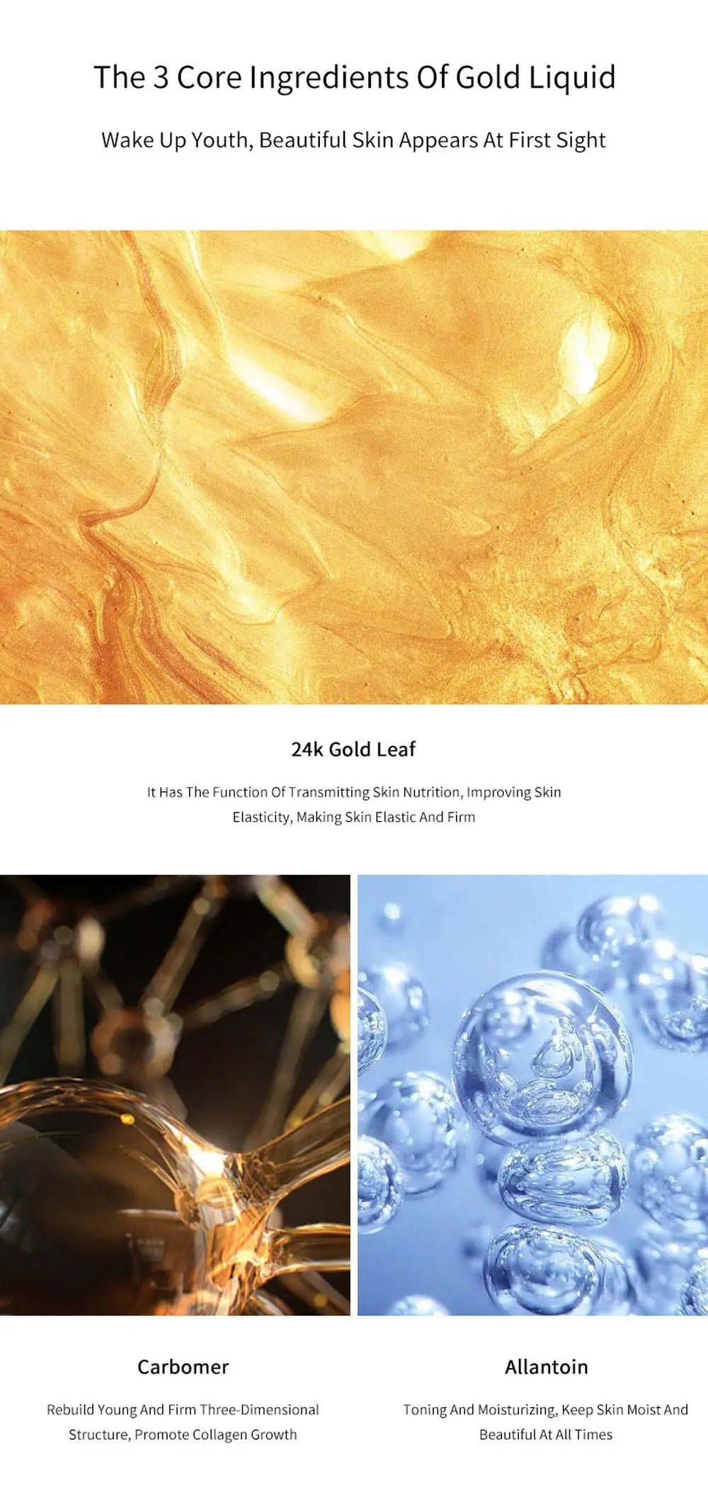 Soluble Gold Silk Face Lifting Threads Serum – Collagen Peptide Protein Essence for Anti-Aging & Firming Skin