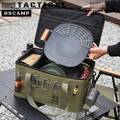 Insulated Tactical Camping Bag - Waterproof Foldable Outdoor Picnic & Tableware Storage Bag, 30L/42L/56L Large Capacity