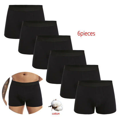 6-Pack Men's Black Boxer Shorts – Soft, Breathable Underwear for Comfort