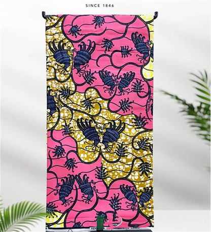 African Real Print Ankara Wax Fabric - Soft 100% Cotton Pagne 6 Yards