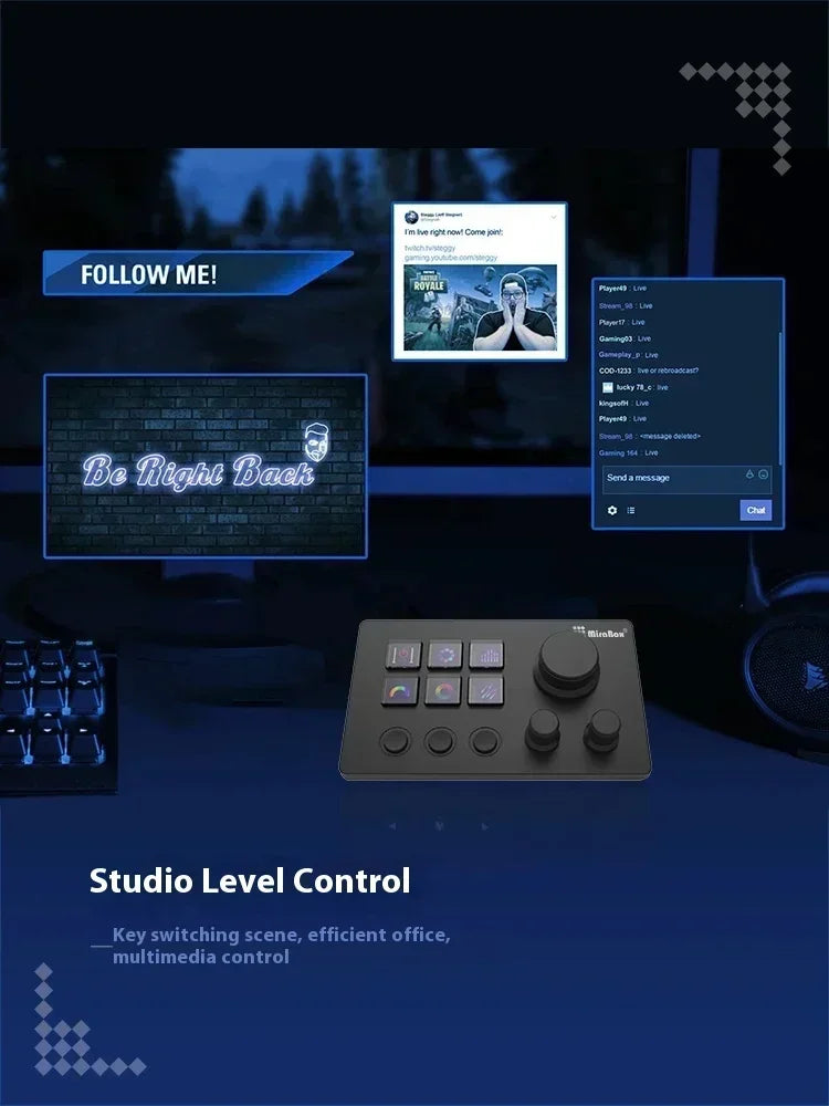 Mirabox N3 Streamdeck Keypad — Mini Customizable Macro Keyboard with Screen & Knob for Desktop