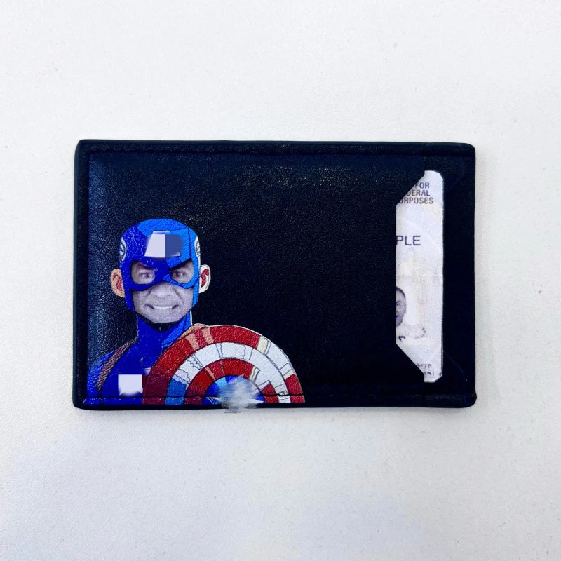 Leather Captain Wallet – Personalized Superhero Mask Card Holder & Slim ID Wallet for Men