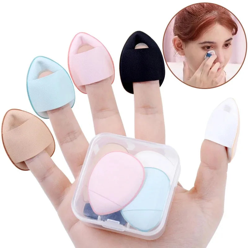 Mini Finger Makeup Puff Sponge Set - Small Air Cushion Applicator for Foundation, BB Cream & Concealer Application