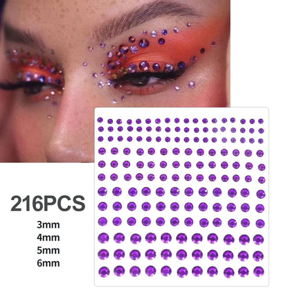 3D Holographic Teardrop Rhinestone Stickers - Self-Adhesive Crystal Diamond Face, Eye & Hair Decoration Tattoos