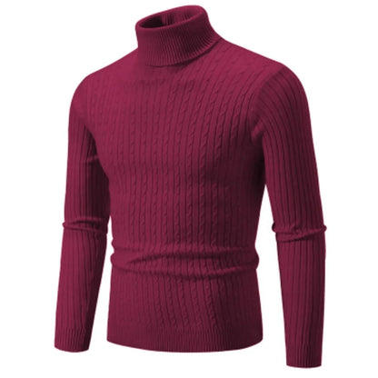 Men's High Neck Turtleneck Sweater - Warm Knitted Pullover Winter Casual Outdoor Top