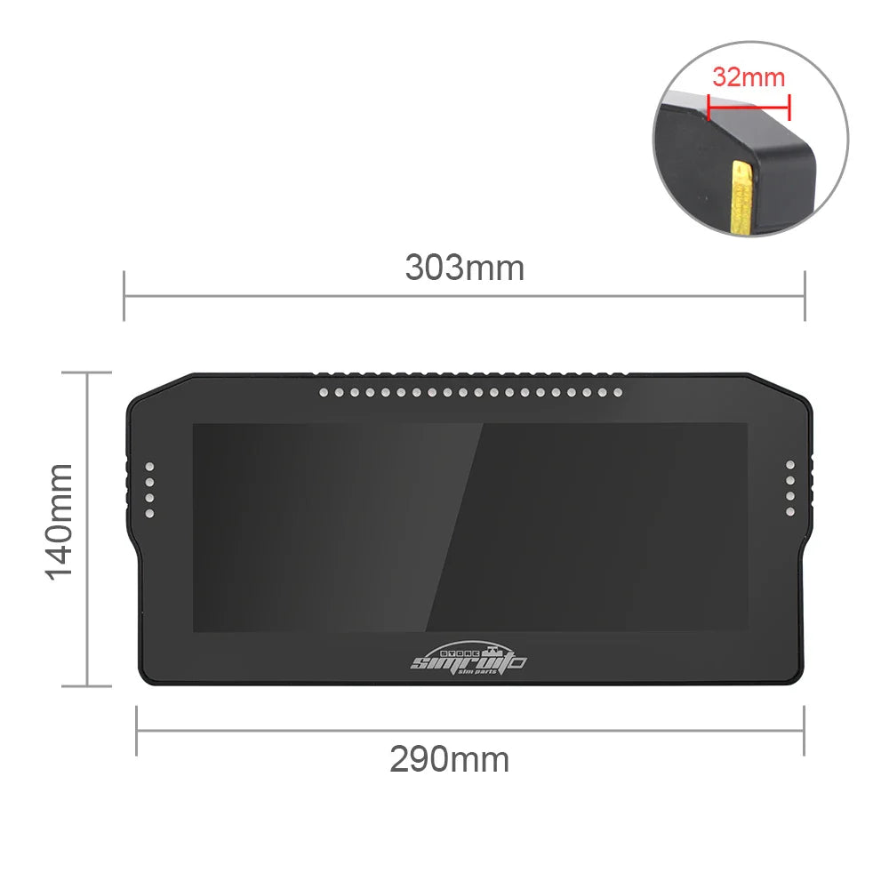 SimRuito 10.3-Inch Racing Dashboard - Sim Racing Steering Wheel Display for PC Speed and Car Data