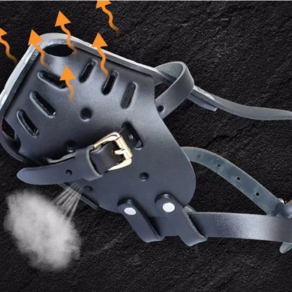 Leather Dog Muzzle Mask - Breathable Anti-Bite Training Cage for German Shepherd, Doberman & Small/Large Dogs