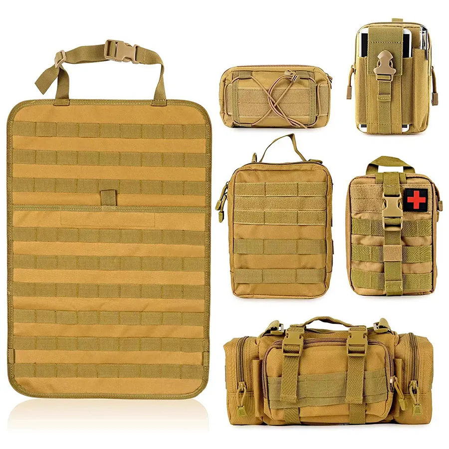 High-Quality 6-in-1 Car Back Seat Organizer – 55x37CM 600D Tactical Hanging Storage Bag