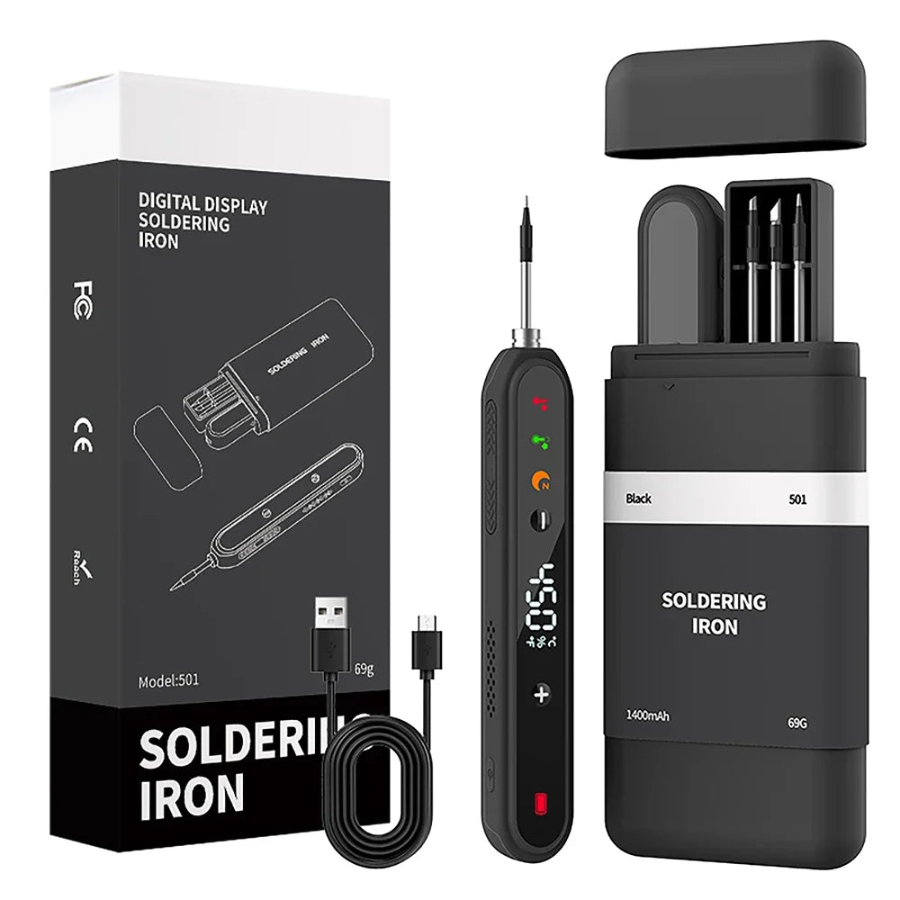 Type-C Digital Soldering Iron Kit - Adjustable Temperature Mini Electric Repair Tool with Fast Heating