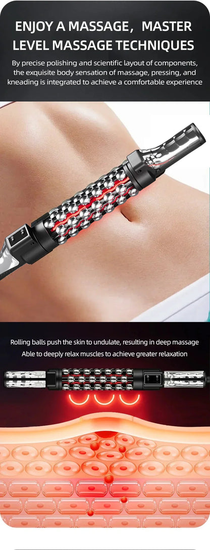 36W Red Light Heated Massage Roll Massager - 360° Rotating Inner Ball for Full Body & Anti-Cellulite