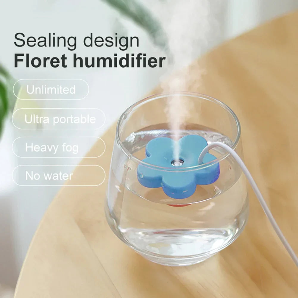 Portable Petal-Shaped Air Humidifier – Mini Ultrasonic, DC 5V 1A, Aromatherapy Diffuser for Home & Bedroom