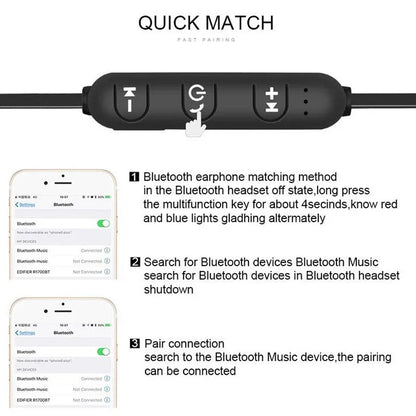 XT11 Wireless Sports Earphones – In-Ear Waterproof Neckband Bluetooth Headset with Mic
