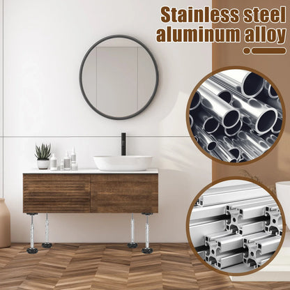 2Pcs Adjustable Telescopic Support Rods – 300kg Capacity Furniture Heightening Legs with Jack Frame