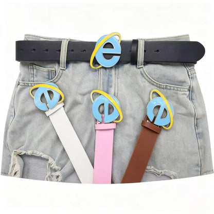Y2K Internet Explorer Logo Belt - Nostalgic Unisex Punk Style Buckle for Men & Women