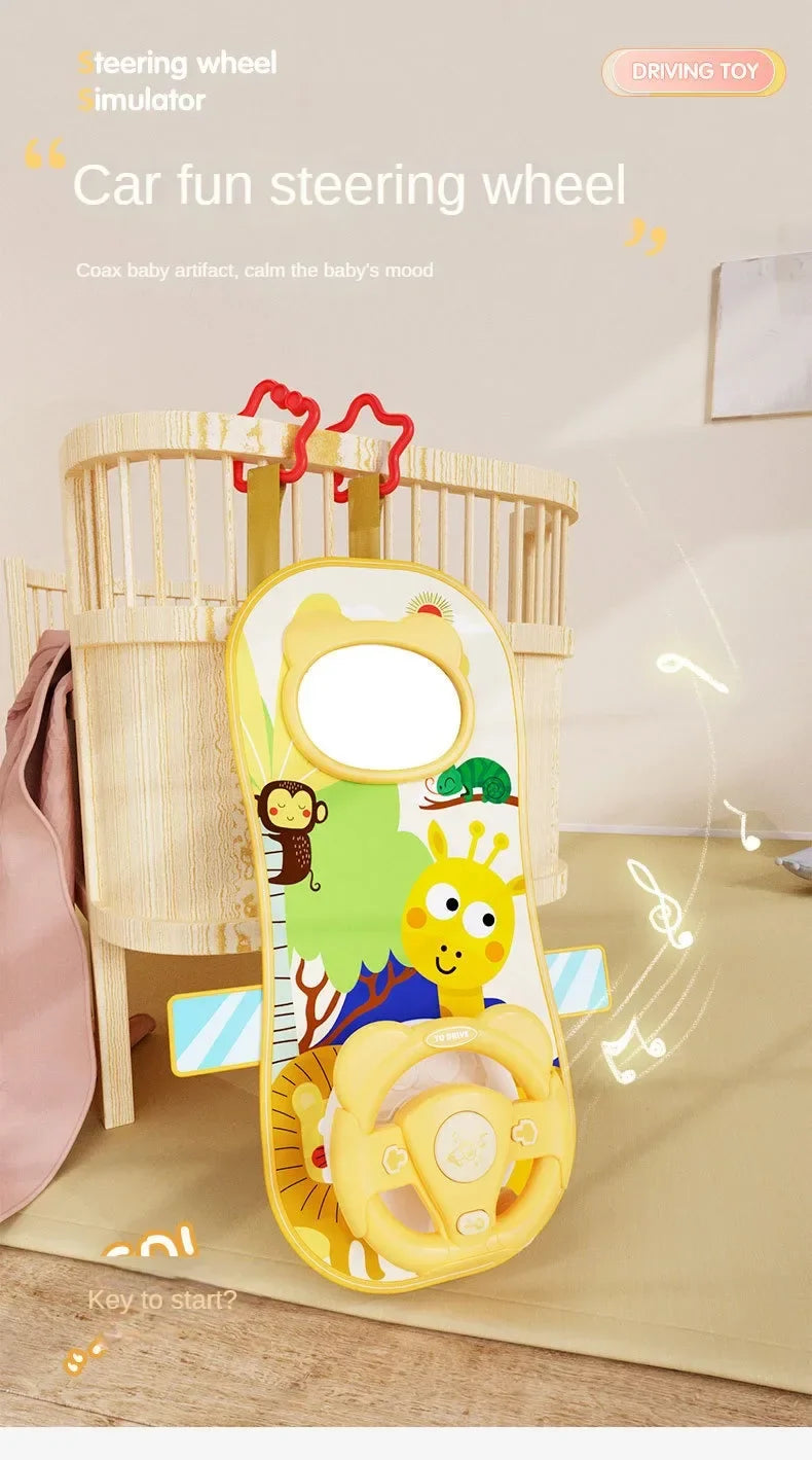 Kids Electric Copilot Steering Wheel Toy – Musical Simulated Driving Car Seat Educational Sound Toy
