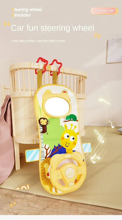 Kids Electric Copilot Steering Wheel Toy – Musical Simulated Driving Car Seat Educational Sound Toy