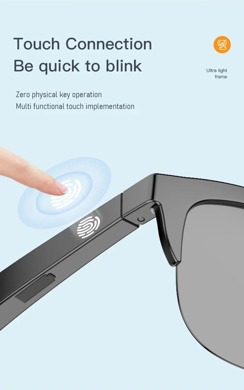 Smart Bluetooth V5.3 Sunglasses with HIFI Headphones – Outdoor Sports UV Glasses for Men & Women