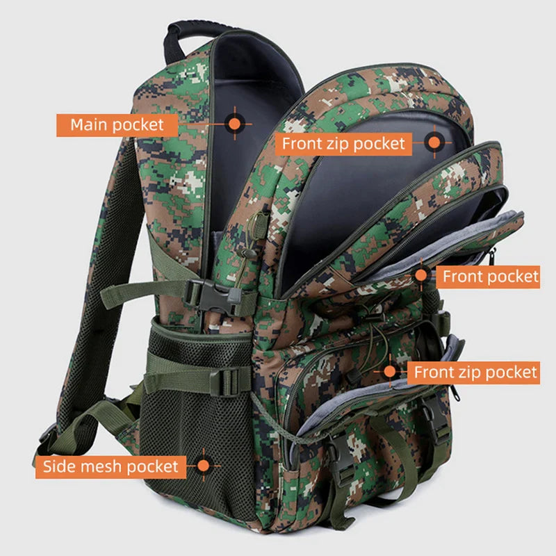 USB Tactical Climbing Backpack – Large Capacity Outdoor Travel, Camping & Laptop Rucksack for Men