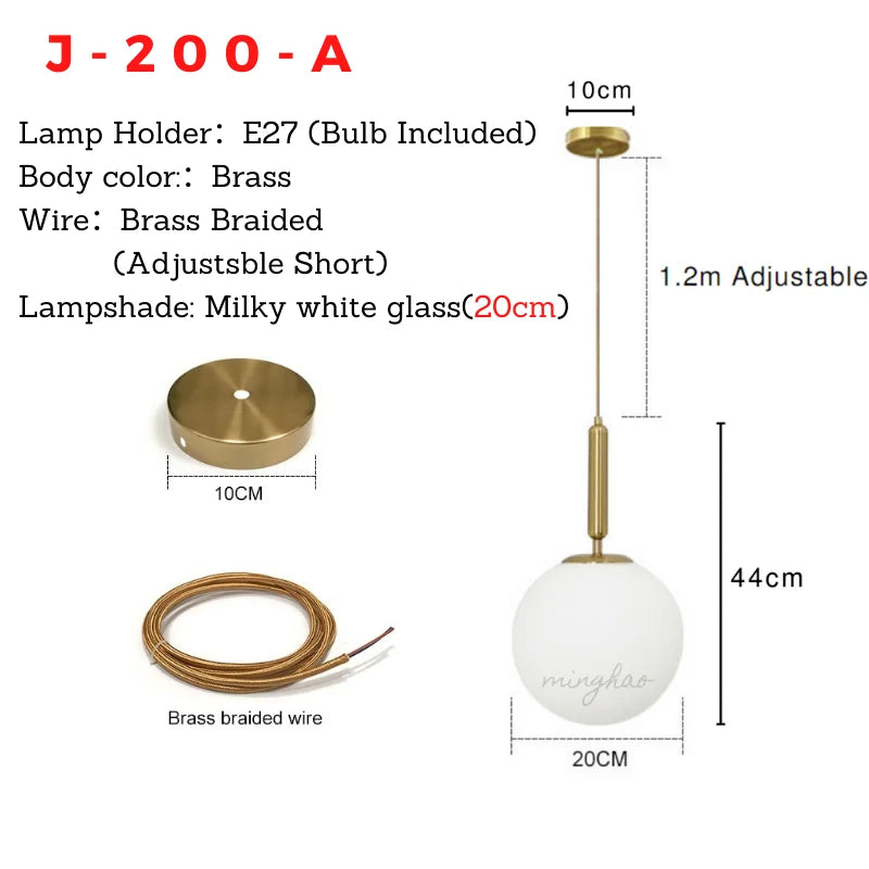 XCLuuHY Nordic Pendant Light - Modern Glass Ball Hanging Lamp for Living Room, Bedroom & Dining Room Decor