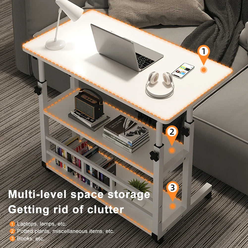 Adjustable Height Mobile Desk – Portable Rolling Stand-Up Desk with Wheels for Laptop, Bedside, and Small Office Use