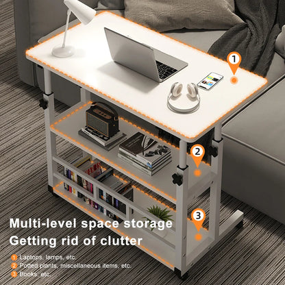 Adjustable Height Mobile Desk – Portable Rolling Stand-Up Desk with Wheels for Laptop, Bedside, and Small Office Use