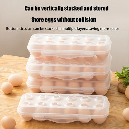 12/18 Grid Egg Storage Box - Refrigerator Egg Organizer Tray with Lid