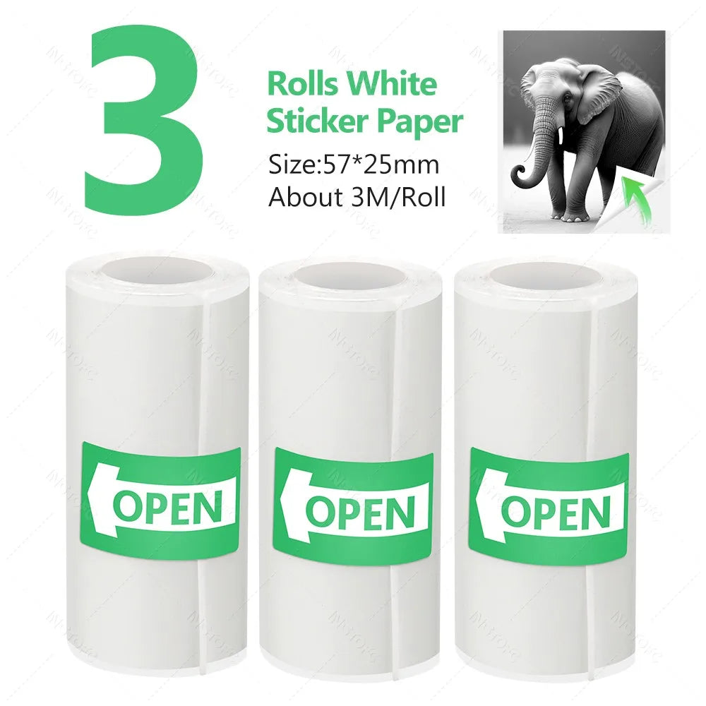 57x25mm Thermal Label Paper Rolls - Adhesive Sticker Refill for Mini Printers & Kids Instant Cameras