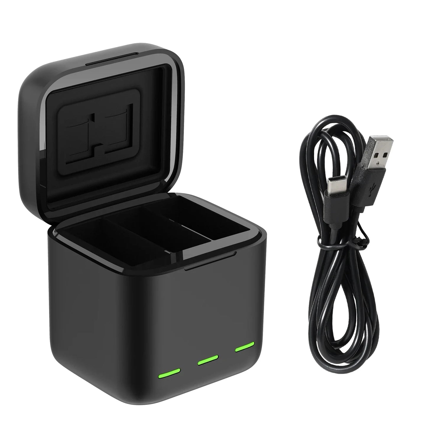 TELESIN 3-Slot Fast Battery Charger for GoPro Hero 13 – Portable Charging Dock for Action Camera Accessories