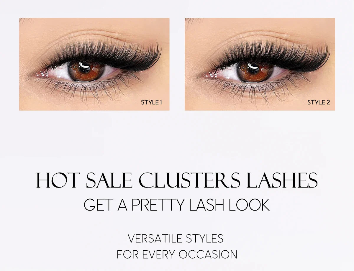 Lash Clusters Extension Kit – Fake Eyelashes Set with Lash Bond, Seal, and Applicator Tool for Makeup