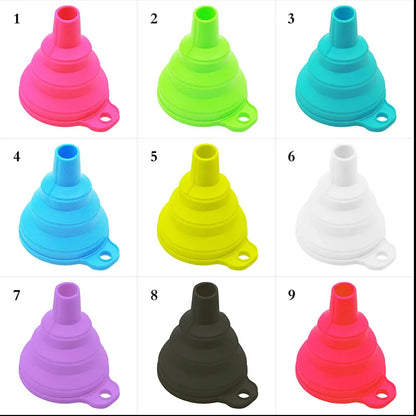 Mini Foldable Silicone Funnel - Collapsible Portable Funnel for Fuel, Oil, Beer & Kitchen Accessories
