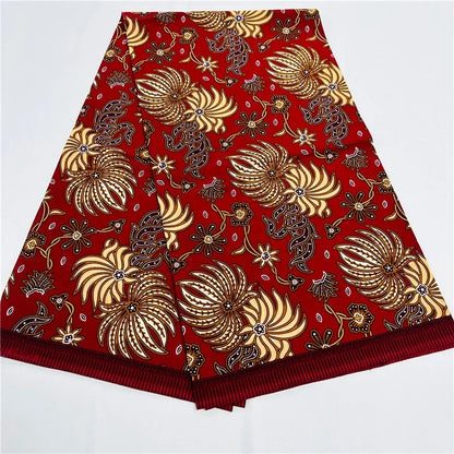 6 Yards African Real Wax Ankara Fabric - 100% Cotton Party Dress Print
