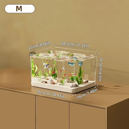 Transparent Desktop Aquarium Fish Tank - Creative Rectangular Home & Office Decor Tank for Small Fish