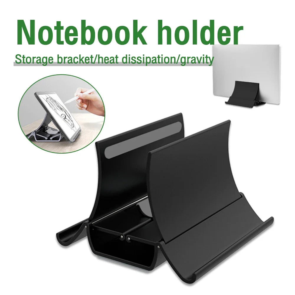 Vertical Laptop Stand with Heat Dissipation - Non-Slip Gravity Induction Holder for Laptops, Notebooks, iPad Pro, and Tablets