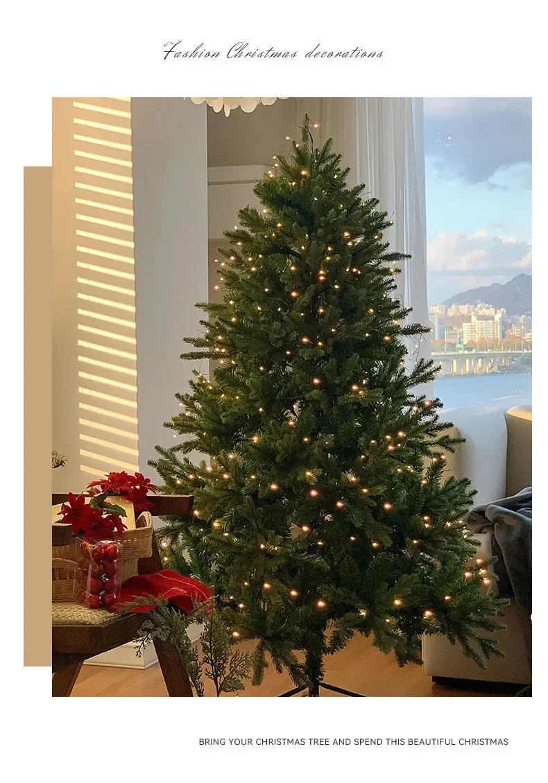 PE & PVC Mixed Christmas Tree with Lights — Large Decorative Holiday Tree for New Christmas Decor
