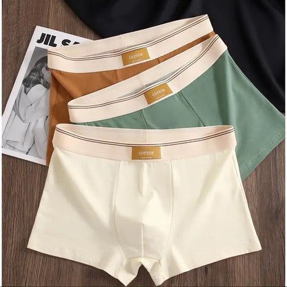 3PCS Men’s Cotton Boxer Shorts – Comfortable Breathable Solid Color Underwear Set for Everyday Wear & Sports Comfort
