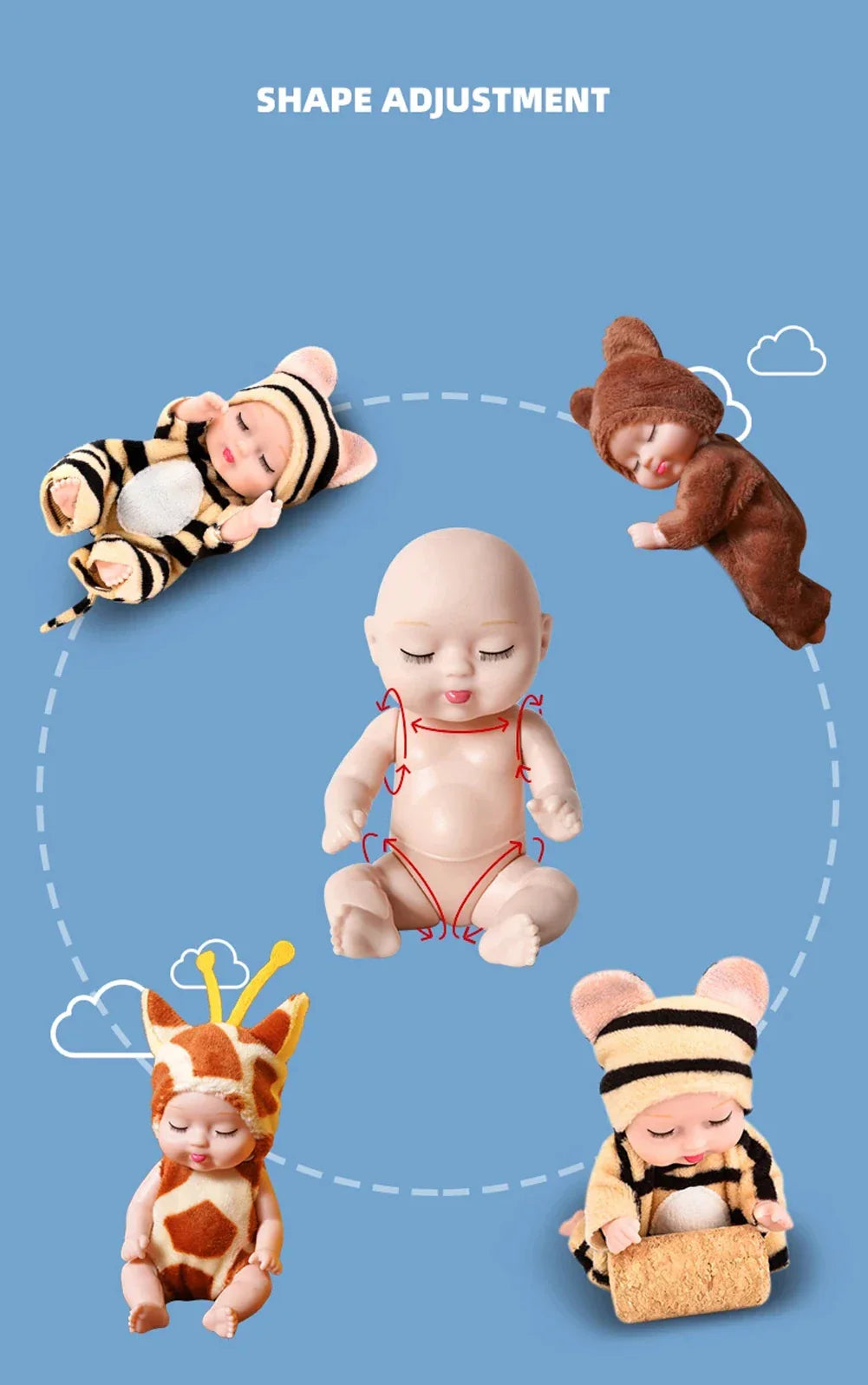 6-Piece Reborn Doll Kit – Mini Princess Sleeping Baby Dolls with Clothes & Accessories, Birthday Gift for Kids