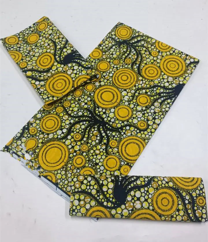 100% Cotton Ankara Fabric - High Quality African Print Batik Real Wax Pagne 6 Yards for Stylish Sewing