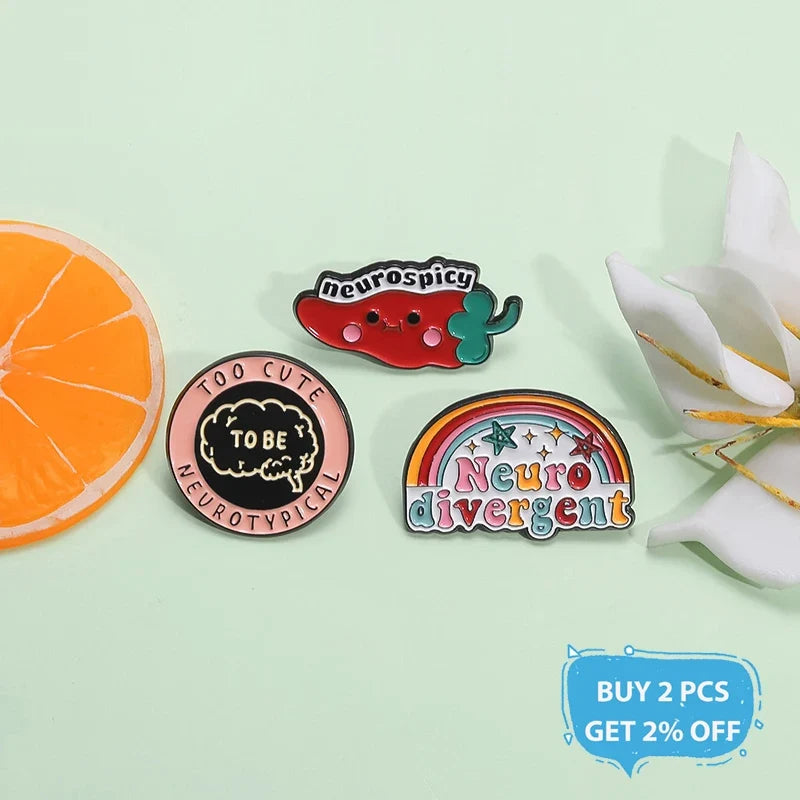 Neurospicy Chili Enamel Pin - Funny Neurodivergent Autism ADHD Dyslexia Awareness Brooch Badge Jewelry Accessory