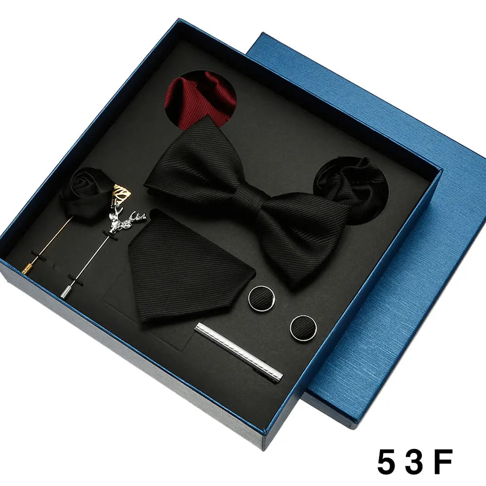 Red & Blue Classic Silk Tie Set for Men - Pocket Square & Cufflinks, Solid Color Necktie for Parties & Weddings