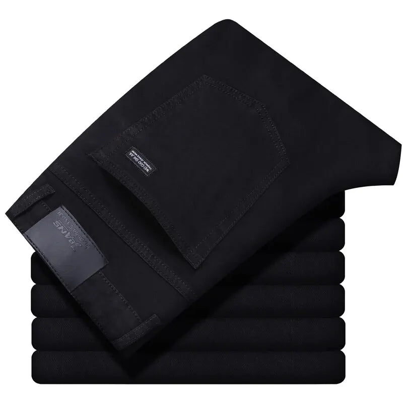Wthinlee Men's Business Jeans - Casual Straight Stretch Denim Trousers, Classic Blue & Black Workwear, Brand Clothing