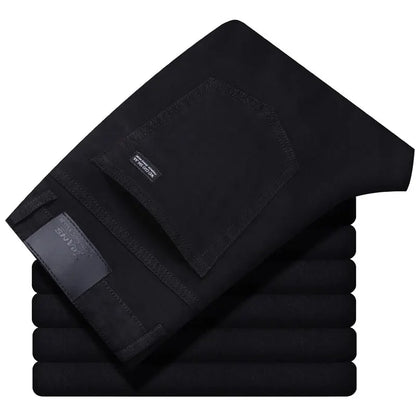 Wthinlee Men's Business Jeans - Casual Straight Stretch Denim Trousers, Classic Blue & Black Workwear, Brand Clothing