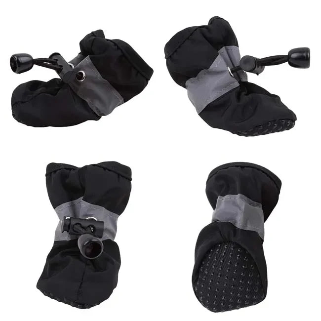 4Pcs Waterproof Dog Boots - Non-Slip Reflective Paw Protectors with Soft Breathable Lining