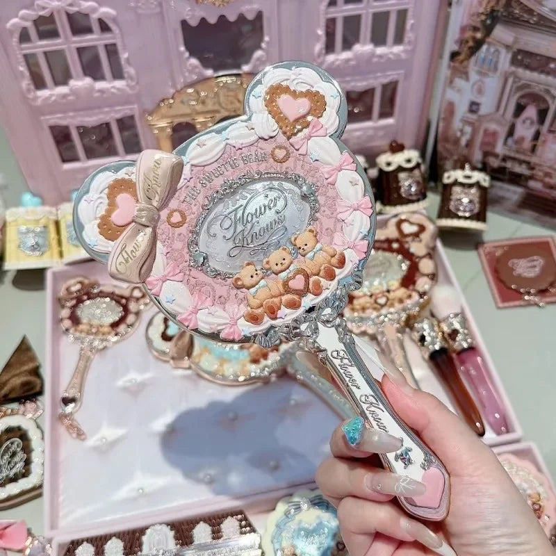 Flower Knows Angel Series Handheld Mirror – White, Black & Pink Compact Mirror