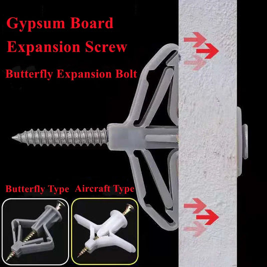 50/100Pcs Self-Drilling Drywall Anchor Kit with Screws – Nylon Expansion Anchors for Gypsum Board & Wall Mounting