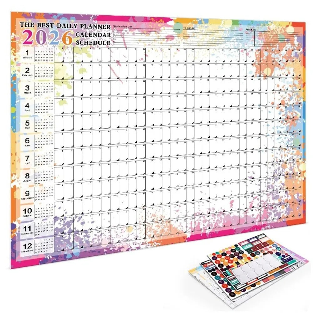 2026 Wall Calendar Planner - Annual Schedule Organizer with To-Do List Memo Pad & Agenda Tracker